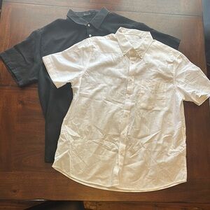 Black and White Casual Button Down Shirts